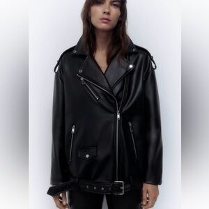 Zara faux leather oversized moto jack
